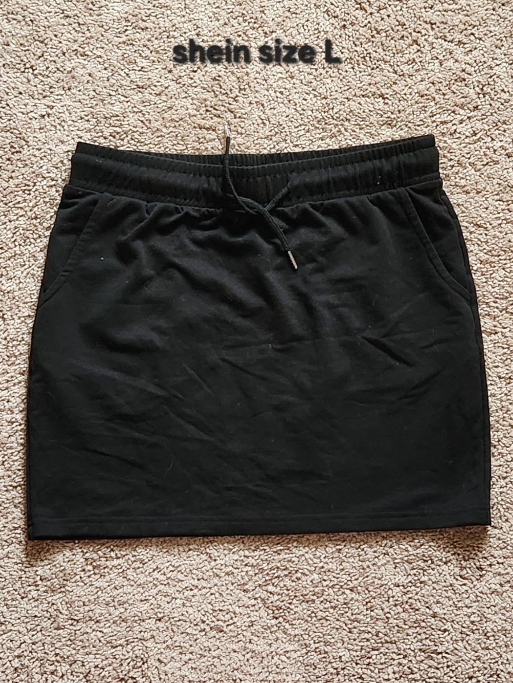 SHEIN Black Drawstring Mini Skirt